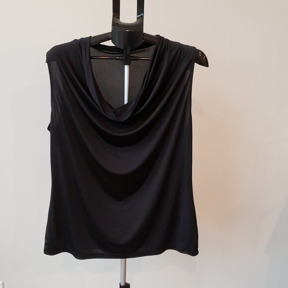 Worthington Black Draped Mock Neck Tank, Size:  XL - Picture 2 of 9